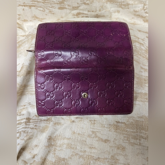 GUCCI Vintage Purple Guccissima Leather Flap Continental Wallet - Picture 16 of 16